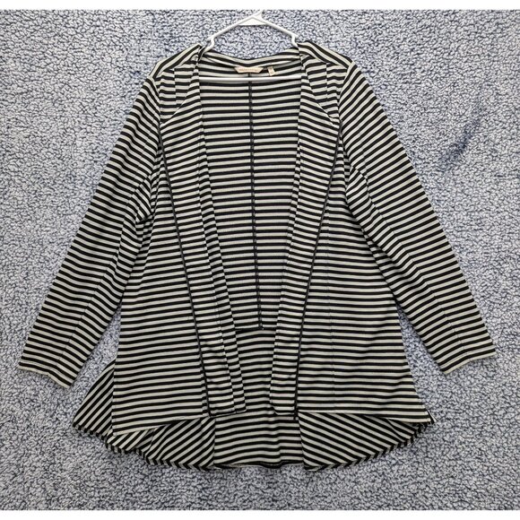 Soft Surroundings Calista Zip Up Cardigan Jacket Size 1X Zip Up Stripe Knit Gray - Picture 1 of 13